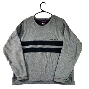 Tommy Jeans Mens Crewneck Sweatshirt Gray Double‎ Stripe Logo XXL
